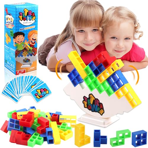 Tetra Tower Spiel, Stapelblöcke Balancing Spiel ，Tetris Balance Spielzeug Tower Game, Lustige stapelspiel，Schaukelstapel Hoch Kinder-Balance-Spielzeug für Jungen und Mädchen ab Jahre 3+ (32pcs) von WDJLNZB