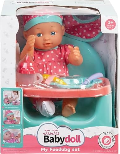 Babypuppe mit Hochstuhl und Zubehör 30 cm Babypuppe mit Hochstuhl und Zubehör 30 cm von WDK Partner