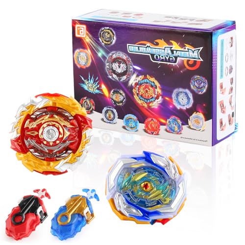 WDKXCN 2pcs Bey Burst Starter Blade Set, 4D Metall Fusion Kampf Kreisel, Kreisel für Kinder mit Battling Top Launcher, Kleine Geschenke für Kinder Jugendliche Kinder ab 6 Jahren von WDKXCN