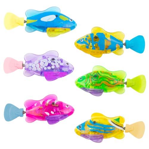 WDKXCN 6 Stück Roboter Fisch, Elektronische Fisch mit Leuchtende, Robo Fische für Kinder, Schwimmender Fisch Badewanne Spielzeug Elektrisch, Fisch Spielzeug für Kinder Badewanne Robo Fish WDKXCN 6 Stück Roboter Fisch, Elektronische Fisch mit Leuchtende, Robo Fische für Kinder, Schwimmender Fisch Badewanne Spielzeug Elektrisch, Fisch Spielzeug für Kinder Badewanne Robo Fish von WDKXCN