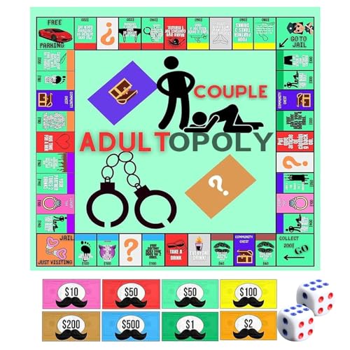 WDKXCN Adultopoly, Adultopoly Board Game, Adultopoly-Brettspiel, Schlafzimmerspiele, Gesprächskarten für Paare, Beziehungskartenspiel für Verabredungen, Brettspiel-Requisiten Zum Aufheizen der Gefühle von WDKXCN