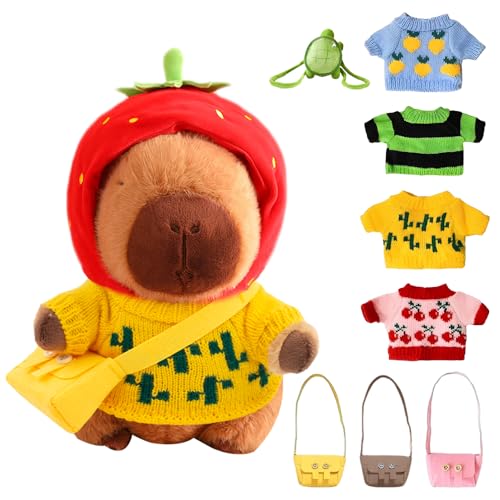 WDKXCN Capybara Plüschtier, 23cm Capybara Kuscheltier mit Kleidung und Accessoires, Niedlichen Capybara, Kuscheltier Capybara, Puppenzubehör, zum Verkleiden von Plüschtier Spielzeug von WDKXCN