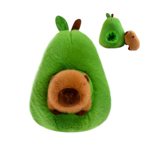 WDKXCN Capybara Plüschtier, 35cm Capybara Kuscheltier mit Abnehmbar Avocado,Niedlichen Wasserschwein Kuscheltier, Kuscheltier Capybara, Plüschtier Spielzeug, Kinder von WDKXCN