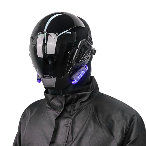WDKXCN Cyberpunk Maske, Blaues LED Lichtern Cyberpunk Helm, Antibeschlag-Funktion Punk Maske Cosplay, Handwerk Mechanische Polizeimaske für Erwachsene Halloween Party Coolplay -Geschenke WDKXCN Cyberpunk Maske, Blaues LED Lichtern Cyberpunk Helm, Antibeschlag-Funktion Punk Maske Cosplay, Handwerk Mechanische Polizeimaske für Erwachsene Halloween Party Coolplay -Geschenke von WDKXCN