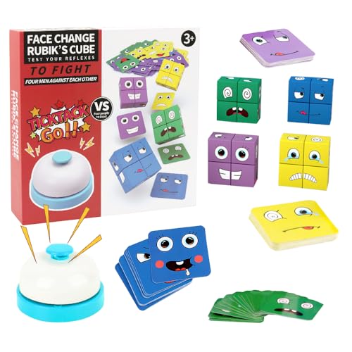 WDKXCN Face Changing Magic Cube, Holzwürfel Puzzle, Interaktives Emoji Blocks Spielzeug Würfelpuzzle, Bunte Zauberwürfel Baustein Spielzeug Set, Wooden Express Toy für Kinder ab 3 Jahren von WDKXCN