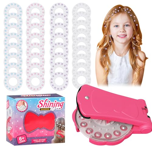 WDKXCN Hair Bedazzler Kit, Glitzersteine Haare Maschine with 360 Hair Gems, Bedazzler Kit Haare, Haar Glitzersteine Gerät, Haar Glitzersteine für Mädchen Kinder Geburtstag Geschenke von WDKXCN