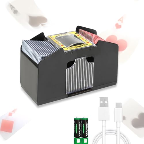 WDKXCN Kartenmischmaschine Elektrische, Automatischer Mischmaschine Karten, USB und Batteriebetrieben Kartenmischer Elektrisch, 1-4 Deck Kartenmischmaschine für Texas Hold'em, Home Card Games von WDKXCN