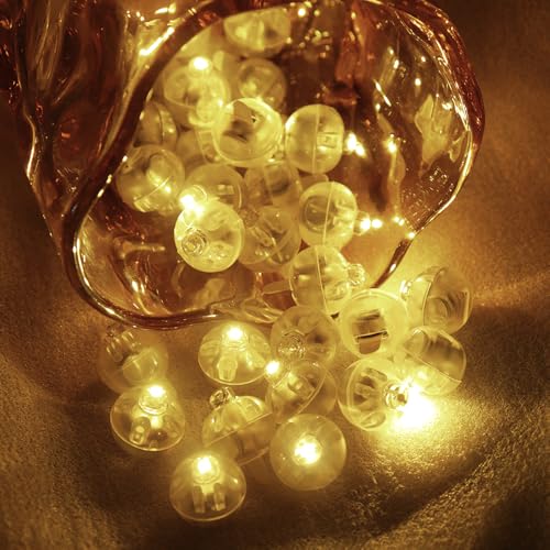 WDKXCN Mini Led Ballonlichter, 100 Stück Mini Ballonlichter Warmweiß, Runde LED Ballonlichter, LED Ballons Lichter für Geburtstag Hochzeit Party Halloween Weihnachten Karneval Bar Klub Dekoration von WDKXCN