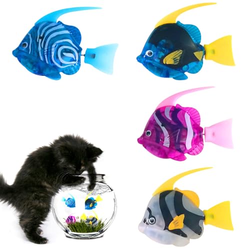 WDKXCN Robo Fish Set 4 Stück, Wiederverwendbare Robo Fisch, Leuchtet Robofisch, Roboter Fisch, Elektrische Fische, Badewanne Spielzeug Kinder, Fisch Badewanne Spielzeug Elektrisch von WDKXCN