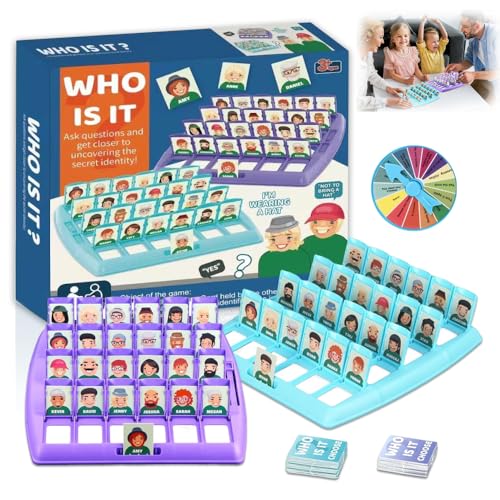 WDKXCN Wer ist es Spiel, Guess who Game mit Strafscheibe, Family Erraten Spiele, Wer Bin Ich Spiel, Puzzlespiel Kind Interaktives Spielzeug, Brettspiel für Familien Eltern Kinder Party von WDKXCN