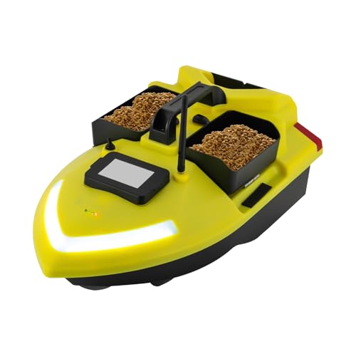 WDZCZDoo Futterboot RC-Boot mit GPS, Köderboot Fernbedienung Futterboote 500m RC Wireless Nachtlichtpositionierung, Rumpflast 2 kg, Gelb von WDZCZDoo