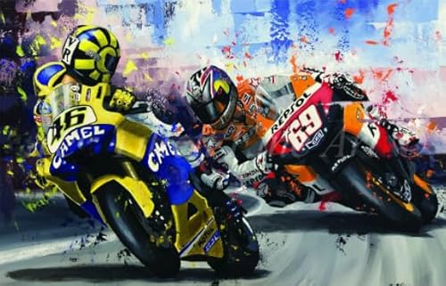 1000 Pcs, Motorcyclist Valentinos.R, Abstract Art Posters, Colourful Jigsaw, Memory Spiels for Erwachsene Familie Stressabbau Spielzeug BE164KA von WDZFF