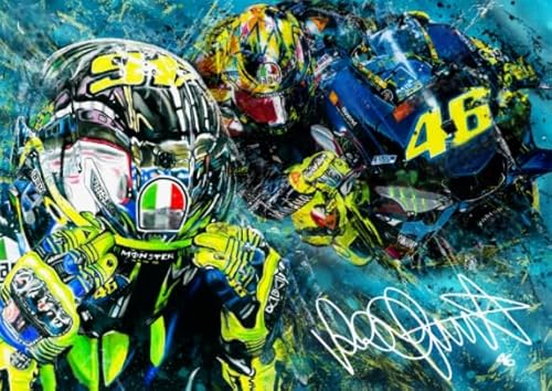 1000 Pcs, Motorcyclist Valentinos.R, Abstract Art Posters, Colourful Jigsaw, Memory Spiels for Erwachsene Familie Stressabbau Spielzeug BE165KA von WDZFF