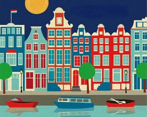 1000 Stück Puzzle, Amsterdams City Travel, Colorful Abstract Jigsaw, Memory Spiels for Erwachsene Familie Educational Spielzeug Posters BE571KA von WDZFF