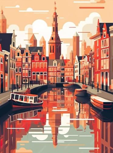 1000 Stück Puzzle, Amsterdams City Travel, Colorful Abstract Jigsaw, Memory Spiels for Erwachsene Familie Educational Spielzeug Posters BE579KA von WDZFF