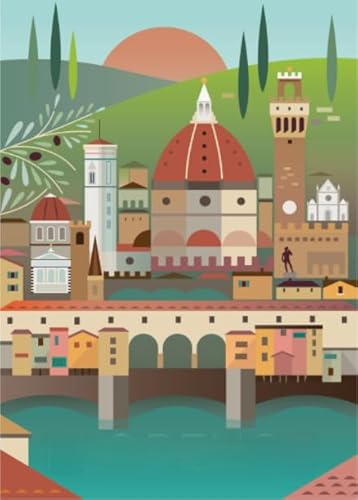 1000 Stück Puzzle, Italian City Travel, Colorful Abstract Jigsaw, Memory Spiels for Erwachsene Familie Educational Spielzeug Posters BE102KA von WDZFF