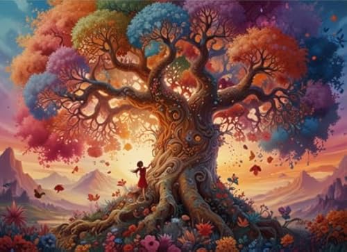 Jigsaw 1000 Stück, Abstract Tree, Colorful Art Rätsel, Fun Puzzle Posters Stressabbau Spiels for Familie Gifts BE538KA von WDZFF