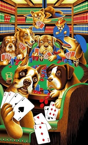 WDZFF 1000 Piece Puzzle - Dogs Playing Pokers Illustrations - Erwachsene Familie Stress Relief Spielzeug - Abstract Poster Art Puzzle - Elderly Gedächtnis Kognitionsspiele Xq24Yk von WDZFF