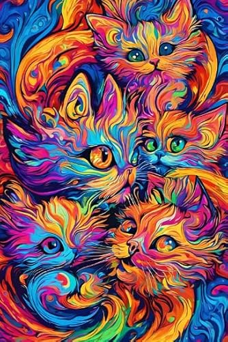 WDZFF 1000 Teile Psychedelics Cats Poster Color Jigsaw Puzzle Colorful Ability Game for The Whole Family Adult Fz136Wy von WDZFF