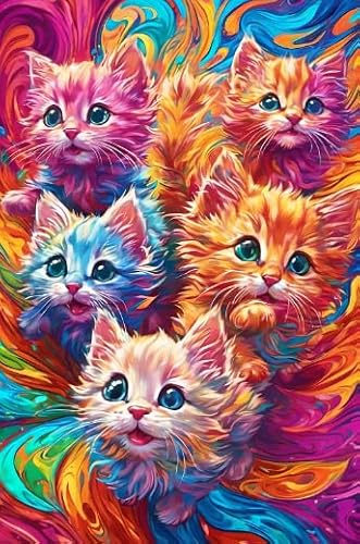 WDZFF 1000 Teile Psychedelics Cats Poster Color Jigsaw Puzzle Colorful Ability Game for The Whole Family Adult Fz139Wy von WDZFF