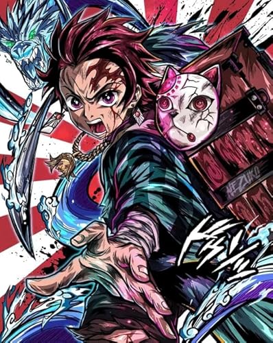 WDZFF Jigsaw Puzzle 1000 Stück Anime Tanjirou Poster Aus Holz Buntes Geschicklichkeitsspiel Für Die Ganze Familie Erwachsene Tq60Xz von WDZFF