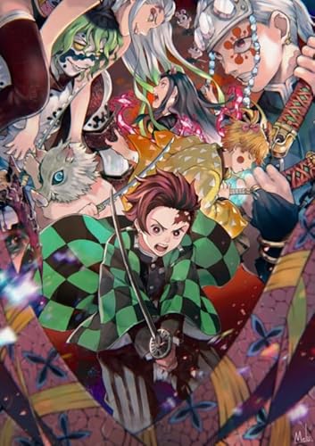 WDZFF Jigsaw Puzzle 1000 Teile Anime Tanjirou Poster Holz Buntes Geschicklichkeitsspiel Für Die Ganze Familie Erwachsene Tq62Xz von WDZFF