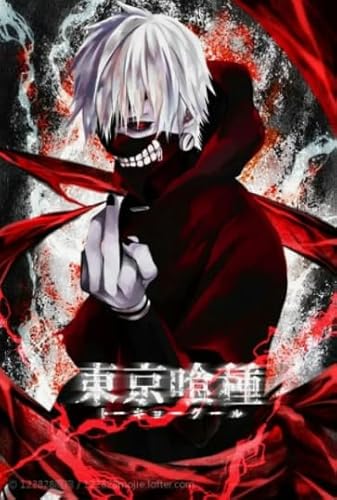 WDZFF Jigsaw Puzzles 1000 Pcs,Japanese Animestokyo Ken Kaneki,Art Poster,Children's Educational Toys,Adult Stress Relief Game,Wall Art Decoration Zq455Zp von WDZFF