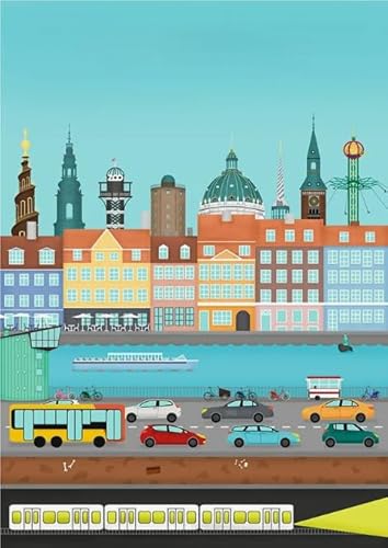 WDZFF Puzzle 1000 Teile,Copenhagens Retro Travel City Picture，Puzzles for Older Adults,Irregular Puzzle Pieces,Memory Cognition Games Zq64Zp von WDZFF