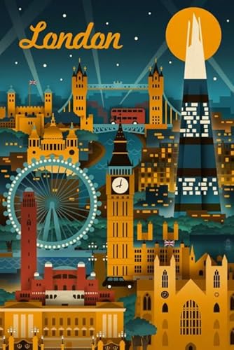 Wdzff Jigsaw Puzzle 1000 Teile London Landschaft Reise Poster Holzpuzzle Home Stressabbau Spiel Hw214Xq von WDZFF