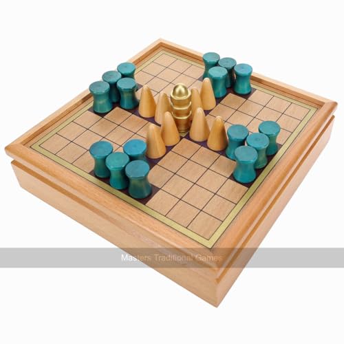 Tablut, Viking Tafl Board Game - Wooden Hnefatafl Game with 9x9 Board, Wooden Pieces and Hinged Cabinet Box Design von WE Games