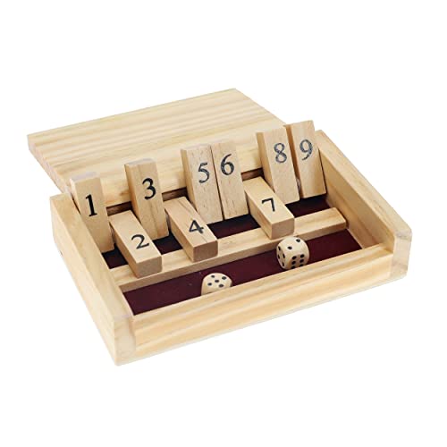 WE Games Mini Shut The Box Spiel Holz - 14 cm, 9 Zahlen-Flip-Fliesen, Reisegröße, Reisespiele, Geburtstagsgeschenke, Mathe-Spiele, Heimdekoration, Wohnzimmerdekoration, Tischdekoration von WE Games