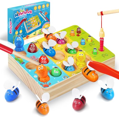 WEARXI Montessori Spielzeug ab 2 Jahre, 3 in 1 Holz Motorikspielzeug Magnetische Angelspiel, Spiele ab 2 Jahre, Kinderspielzeug ab 2 Jahr, Geschenke zur Einschulung, Mädchen Junge Geschenke für Kinder WEARXI Montessori Spielzeug ab 2 Jahre, 3 in 1 Holz Motorikspielzeug Magnetische Angelspiel, Spiele ab 2 Jahre, Kinderspielzeug ab 2 Jahr, Geschenke zur Einschulung, Mädchen Junge Geschenke für Kinder von WEARXI