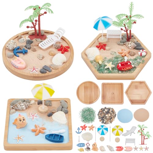 WEBEEDY 3 Sets Miniatur-Strand-Zen-Garten-Set, Sand-Bastelset, Ozean-Strand-Sandkasten-Dekorationen, Meditation, Mini-Zen-Garten-Zubehör Für Zuhause, Büro, Desktop-Dekor, Einzigartiges Geschenk von WEBEEDY