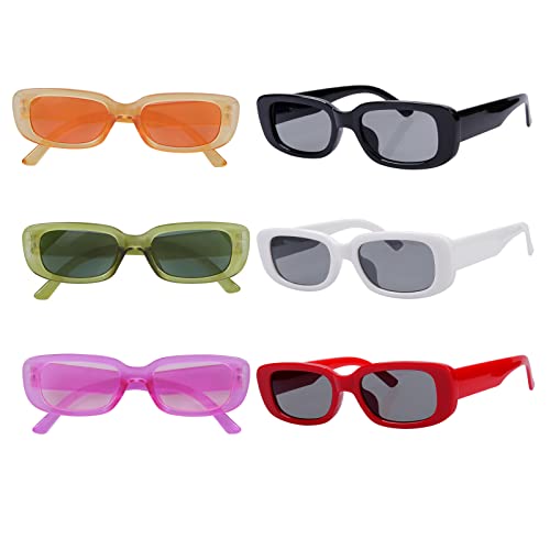 WEDNOK 6 Paare Partybrille 80er jahre Brille Retro Sonnenbrille Eckig Neon Gläser Rapper Kostümbrille für Karneval Mottoparty Rock´n´Roll Kostümzubehör Damen Herren von WEDNOK