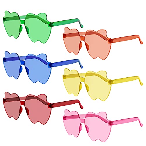 WEDNOK 6 Paare Randlose Sonnenbrille Hippie Brille Apfelform Gläser Rahmenlose Partybrille Retro Kostümbrille für Damen Herren Geburtstagsfeier Karneval Halloween Maskerade von WEDNOK