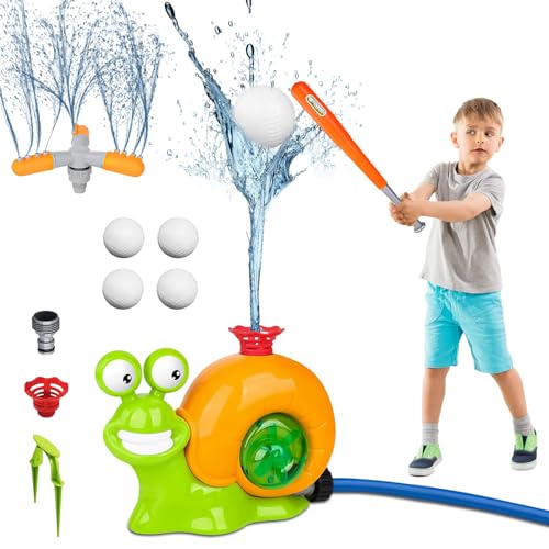 WEDNOK 2-in-1 Wassersprinkler für Kinder Wasser Schnecke Baseballspielzeug Garten Rasen Wasserspielzeug Outdoor Sommer Rasensprenger Wasserspiele Draußen Gartenspielzeug für ab 3 Jahre Jungen Mädchen von WEDNOK