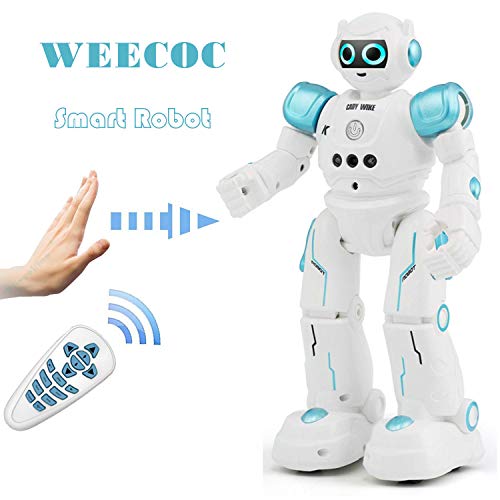 WEECOC RC Roboter Spielzeug Gestenerkennung Intelligentes Roboter Spielzeug für Kinder Kann Singen Tanzen Sprechen Weihnachten Geburtstags Geschenk(R11 Blau) von WEECOC