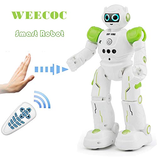 WEECOC RC Roboter Spielzeug Gestenerkennung Intelligentes Roboter Spielzeug für Kinder Kann Singen Tanzen Sprechen Weihnachten Geburtstags Geschenk (R11 Grün) von WEECOC