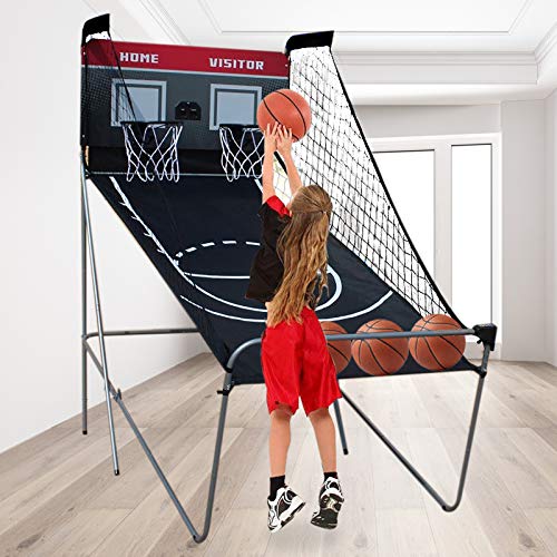 WEIGR Automat Basketballkorb höherer Qualität Basketball Arcade Game faltbar Basketball Automat inkl. 4 Bällen, Luftpumpe & 8 Spielmodi, Arcade Basketballspiele Kinder für 1-4 Spieler von WEIGR