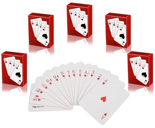 5 Decks Mini Spielkarten, Miniatur Pokerkarten für Kinder Erwachsene, Kleine Spielkarten Mini Kartenspiel Mini Playing Cards, Mini Poker Karten für Gastgeschenke, Reisespiel, Puppenhaus Möbel Zubehör von WEINIBAO