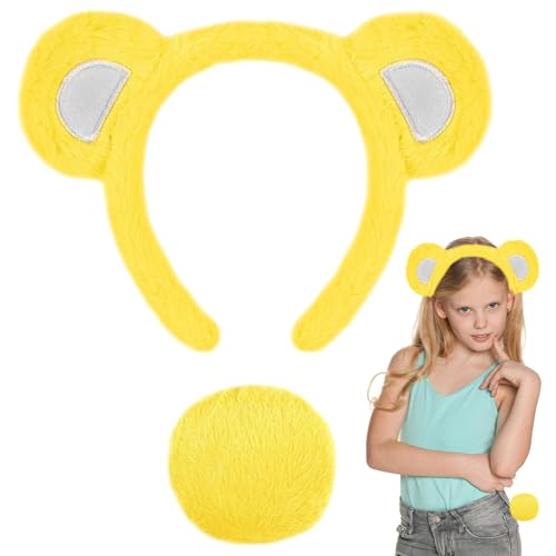 Bärenohren Stirnband, Bären Ohren Haarreif und Schwanz Set, Bär Ohren Stirnband Party Kopfbedeckung, Tier Stirnband Bär für Kinder Erwachsener, Bärenohren Haarreif für Karneval Cosplay Thema Party (C) von WEINIBAO