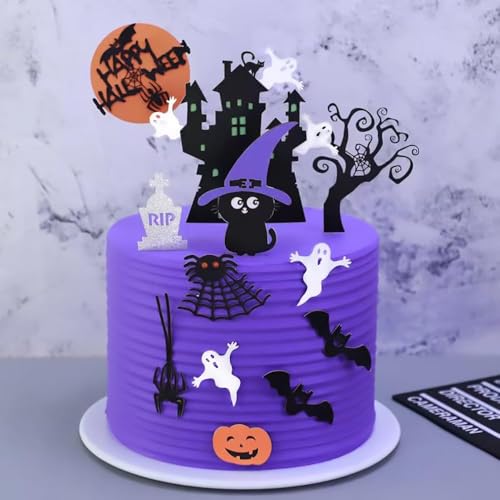 Cake Topper Halloween, Kuchendeko Halloween Tortendeko Halloween Cupcake Deko, Halloween Cupcake Topper, Halloween Deko Torte, Kuchen Topper, Kuchendekoration, für Halloween Party Deko (B) von WEINIBAO