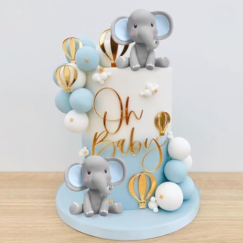 Elefant Tortendeko Geburtstag, 21 Stück Cupcake Deko Oh Baby Kuchen Topper Elefant, Oh Baby Cake Topper Babyparty Oh Baby Cupcake Topper Elefant Kuchen Deko für Baby Shower Gender Reveal Partydeko von WEINIBAO