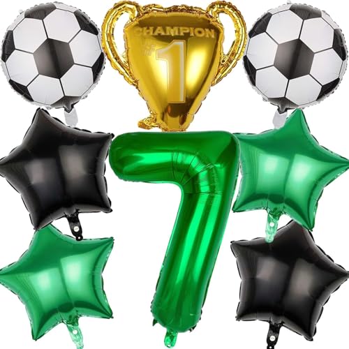 Fussball Luftballon Geburtstag 7 Jahre, Luftballon 7 Jahre Fußball Ballon Trophäe Luftballon Stern, Fußball Geburtstagsdeko 7 Jahre, Folienballons Fußball für Kinder Junge Geburtstag Party Dekoration von WEINIBAO