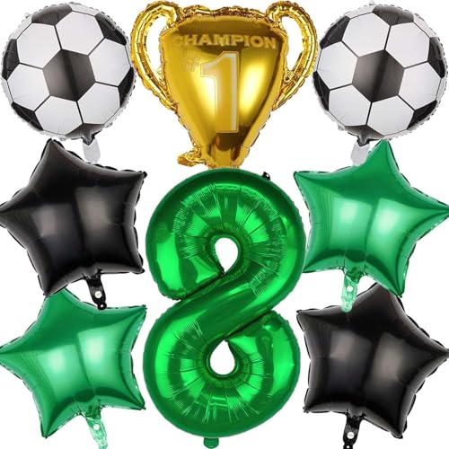 Fussball Luftballon Geburtstag 8 Jahre, Luftballon 8 Jahre Fußball Ballon Trophäe Luftballon Stern, Geburtstagsdeko Fußball 8 Jahre, Folienballons Fußball für Kinder Junge Geburtstag Party Dekoration von WEINIBAO