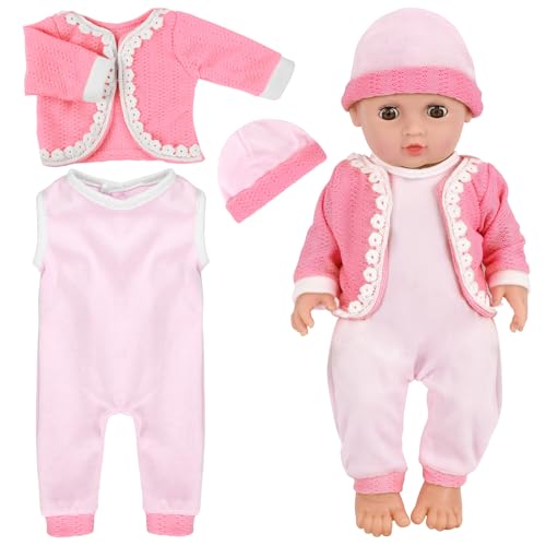 Kleidung Outfits für Baby Puppen, Puppenkleidung für Babypuppen, Kleidung Bekleidung Outfits für Baby Puppen, Puppenzubehör mit Hut Bodysuit Mantel für 35-45 cm New Born Baby Puppen von WEINIBAO