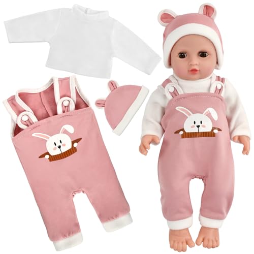 Kleidung Outfits für Baby Puppen, Puppenkleidung für Babypuppen, Kleidung Bekleidung Outfits für Baby Puppen, Puppenzubehör mit Hut Langarm Hose für 35-45 cm New Born Baby Puppen von WEINIBAO