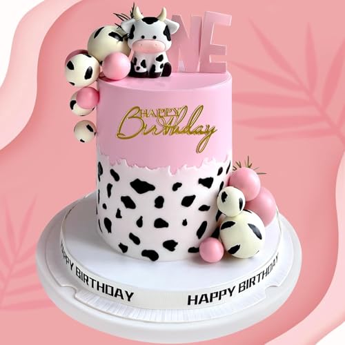 Kuh Tortendeko Geburtstag, 12 Stück Kuh Cupcake Topper Geburtstag, Happy Birthday Cake Topper Geburtstag, Milchkuh Kuchen Topper Geburtstag Kuchen Deko für Geburtstag Dekoration Kinder Mädchen Junge von WEINIBAO