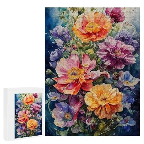 Bunte Blumen - Puzzles für Erwachsene, Puzzle Erwachsene 200 Teile, Banksy Little Girl Street Artwork Puzzle 35 x 25 cm, Bunte DIY-Puzzles für Heimdekoration, Familienpuzzle Geschenkideen D-37 von WEISHIWE