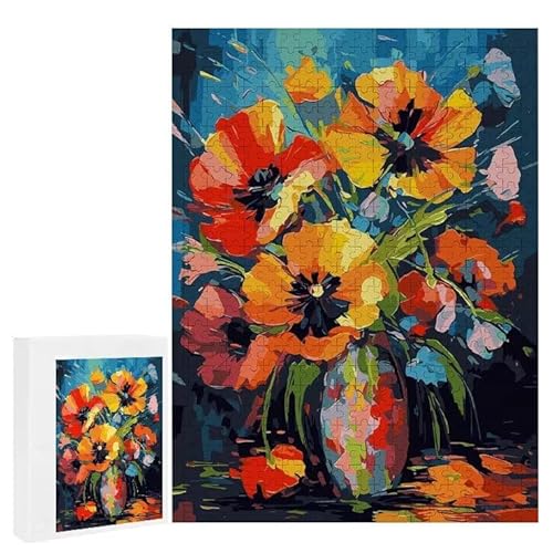 Bunte Blumen - Puzzles für Erwachsene, Puzzle Erwachsene 200 Teile, Banksy Little Girl Street Artwork Puzzle 35 x 25 cm, Bunte DIY-Puzzles für Heimdekoration, Familienpuzzle Geschenkideen D-43 von WEISHIWE